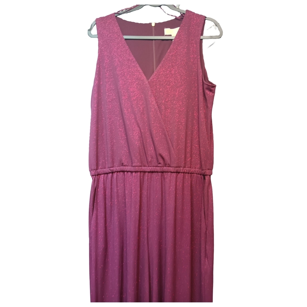 Michael Kors Sleeveless Jumpsuit in Burgundy Sz L - Picture 3 of 10
